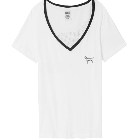 NWT VS Pink perfect v-neck bling tee size L - Picture 2 of 8